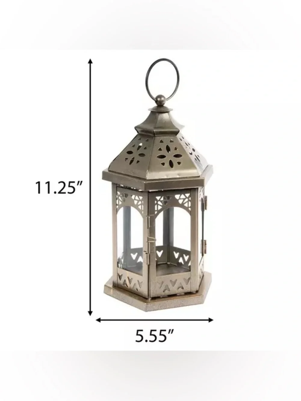 Hexagon Metal Lantern With Cutouts